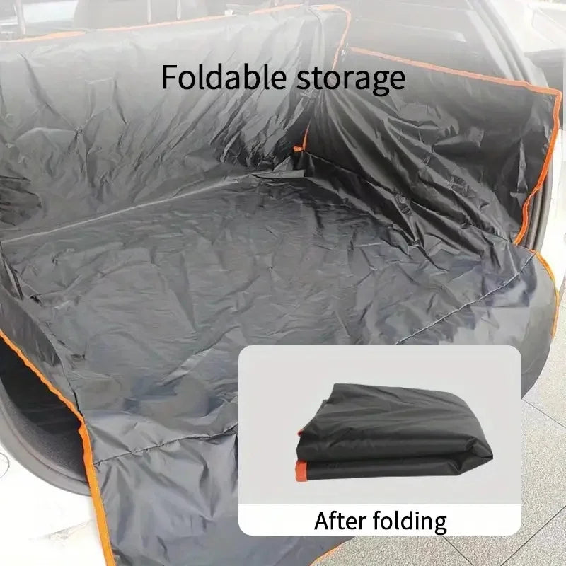 Muddy dog paws on PawVault non-slip waterproof car trunk mat – PawVault