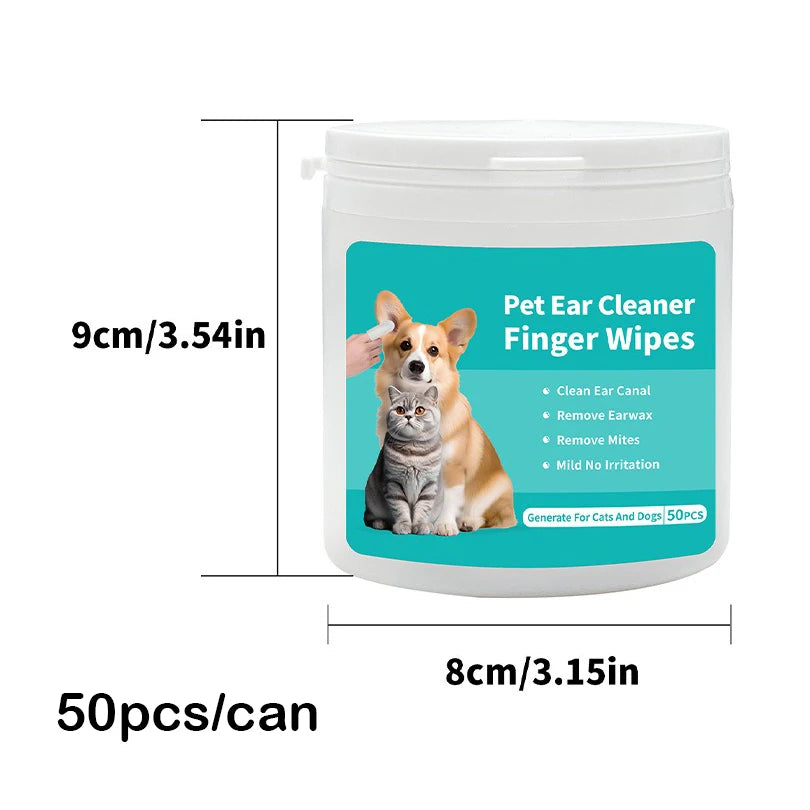 PawVault 50-count ear wipes resealable packaging opened – PawVault